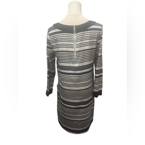 J.Crew Silk 3/4 Sleeve Navy White Striped Jules Shift Dress Lined - Size 6 - Picture 2 of 2